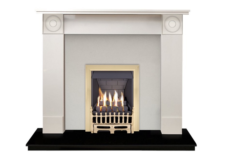 The Regent Fireplace In White Stone Black Granite With Adam