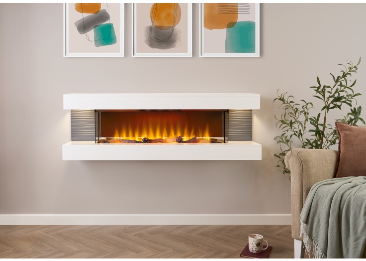 Sureflame WM-9332 XL Electric Wall Fireplace Suite with Downlights
