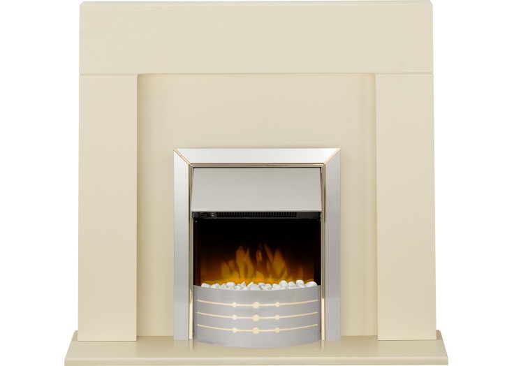 Adam Miami Fireplace Suite in Cream with Dimplex Aspen Electric Fire in  Brushed Steel, 48 Inch | Fireplace World