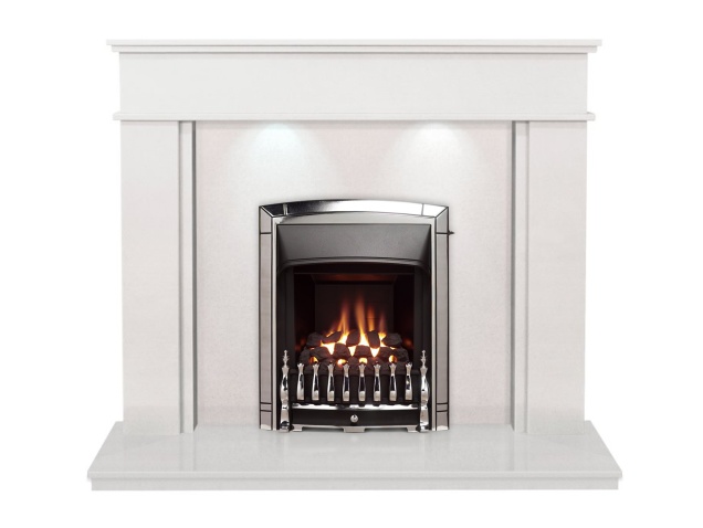 The Portland In White Stone With Valor Dream Convector Gas Fire In