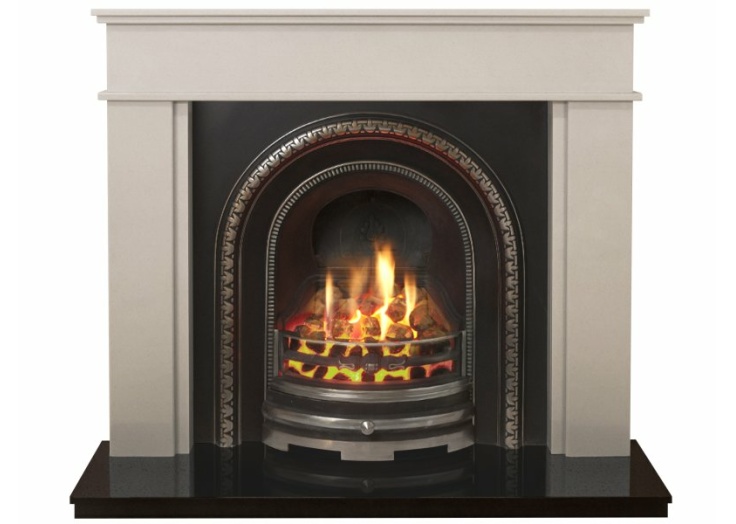 The Portland Fireplace Suite In White Stone With Bedford Back