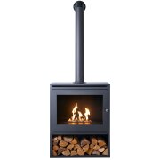 oko-s6-bio-ethanol-stove-with-log-storage-in-charcoal-grey-with-extra-tall-angled-metal-stove-pipe