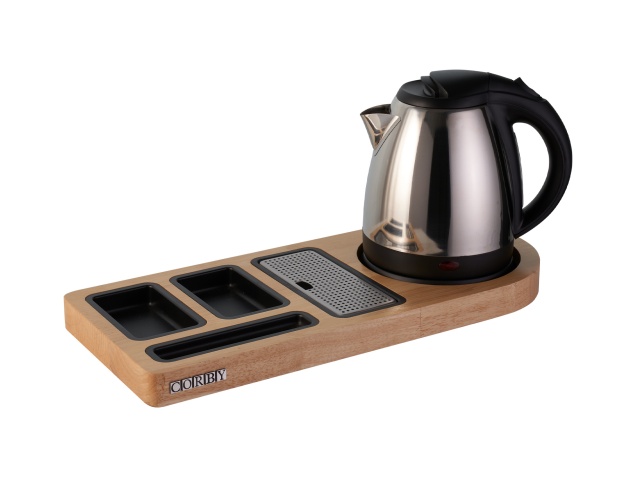 corby-buckingham-standard-welcome-tray-in-light-wood-with-1l-kettle-in-polished-steel-uk-plug