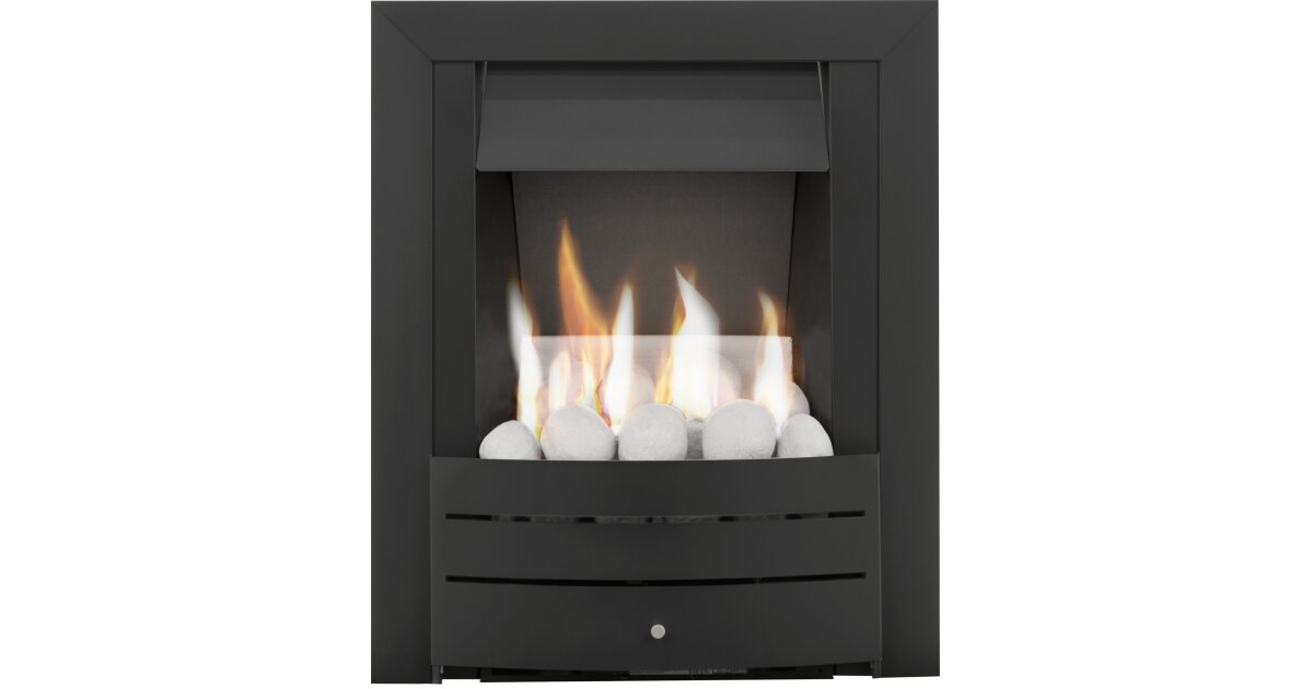 Adam Hera Slimline Gas Fire In Black With Pebble Bed Fireplace World