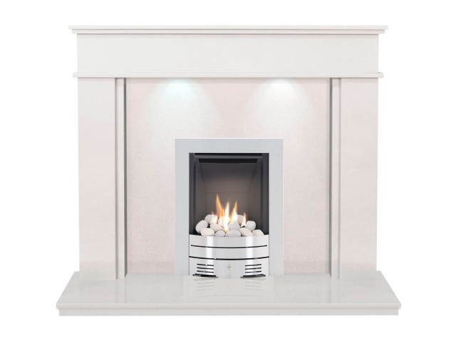 The Portland In White Stone With Crystal Diamond Contemporary Gas