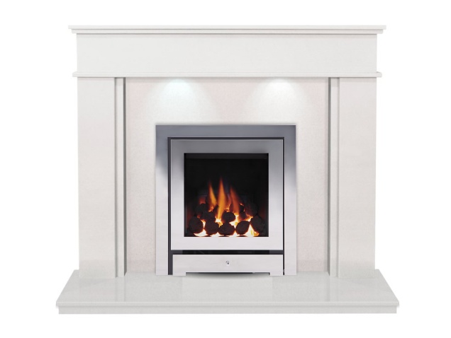 The Portland In White Stone With Crystal Montana He Gas Fire In