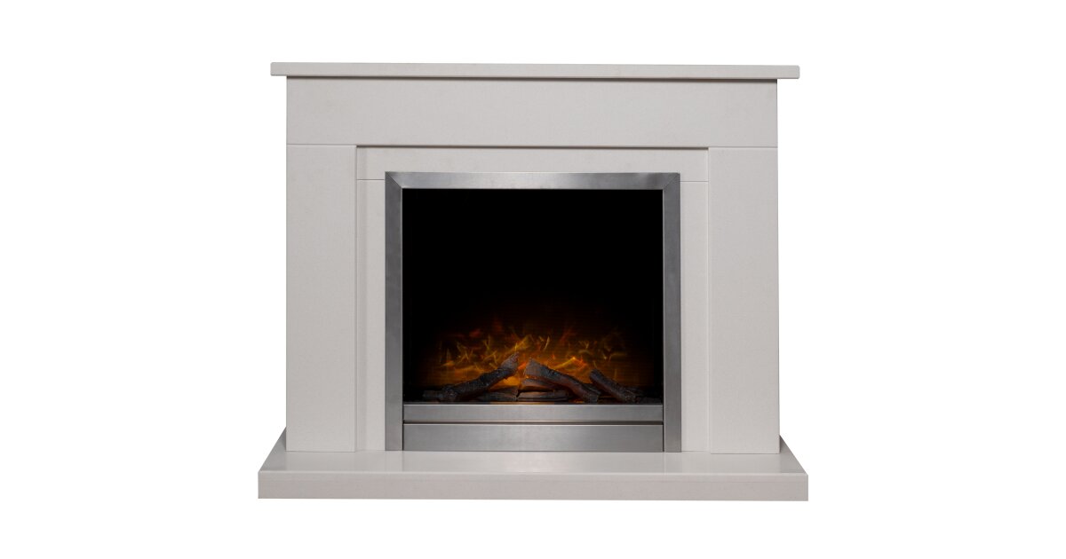 Adam Brixton Fireplace In White Stone With Adam Ontario Electric