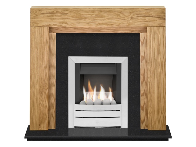 The Beaumont In Oak Black Granite With Adam Hera Gas Fire In