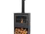 oko-s4-bio-ethanol-stove-with-log-storage-in-charcoal-grey-with-tall-angled-stove-pipe