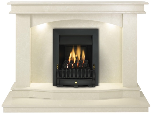 The Warwick Fireplace In Roman Stone With Valor Blenheim Slimline