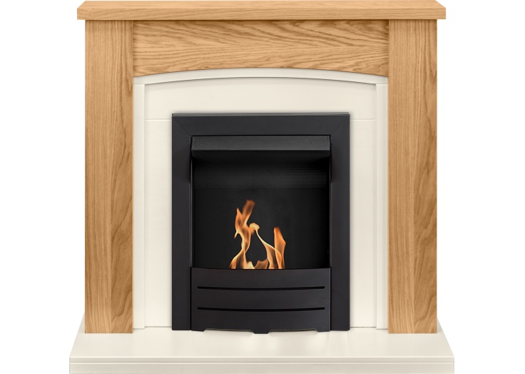Adam Chilton Fireplace Suite In Oak With Colorado Bio Ethanol Fire