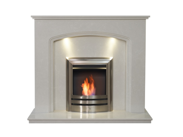 acantha-vienna-perola-marble-fireplace-with-downlights-vela-bio-ethanol-fire-in-brushed-steel-54-inch