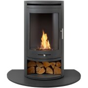 oko-s5-bio-ethanol-cylinder-stove-with-log-storage-truncated-hearth-in-honed-black-granite