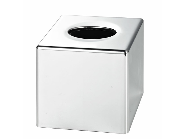 Devon Cube Tissue Box Cover - Chrome (Case Qty 6) | Corby Of Windsor