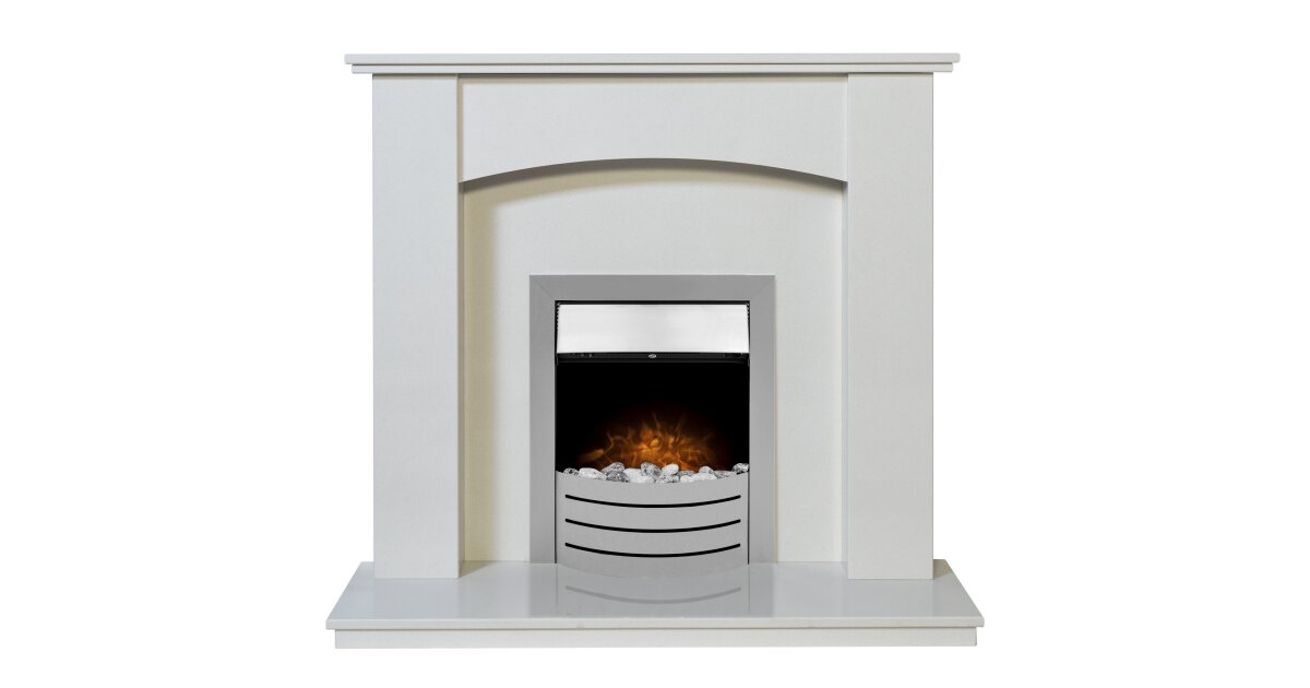 Naples White Marble Fireplace With, Marble Electric Fireplace Suites