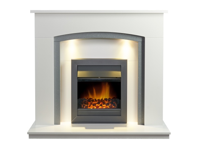 adam-savanna-fireplace-in-pure-white-grey-with-downlights-vancouver-electric-fire-in-black-48-inch