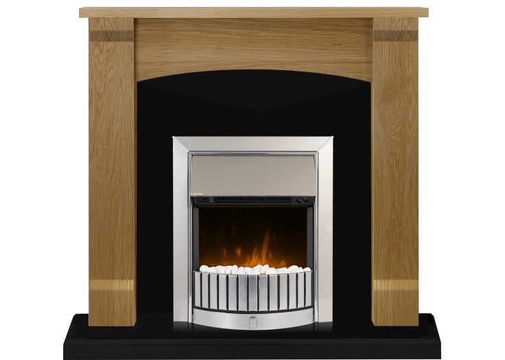 Adam Lonsdale Fireplace Suite in Oak with Dimplex Delius Electric Fire in  Chrome, 48 Inch | Fireplace World
