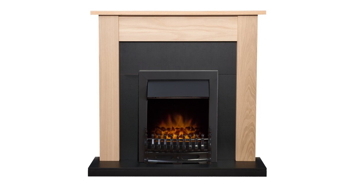 Adam Southwold Fireplace Suite in Oak and Black with Blenheim