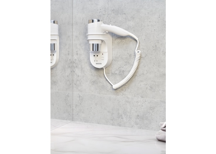 Corby Kendal 1600W Wall Mounted Hair Dryer with Shaver Socket in