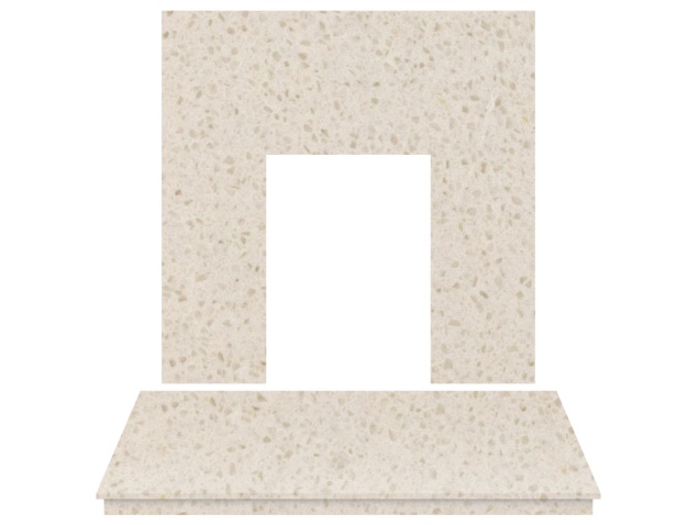 Adam Marble Back Panel And Hearth Set In Beige Stone 48 Inch