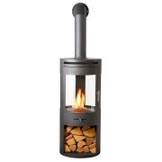 oko-s7-bio-ethanol-panoramic-stove-with-log-storage-in-charcoal-grey-tall-angled-metal-stove-pipe
