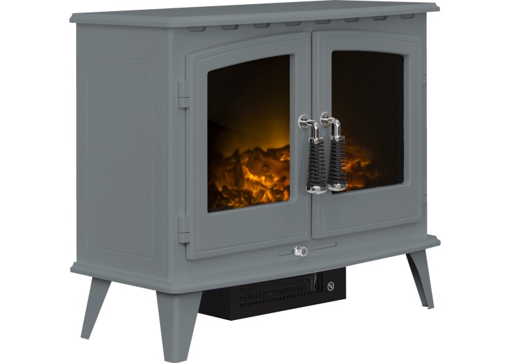 Adam Woodhouse Electric Stove in Grey with Straight Stove Pipe | Fireplace  World