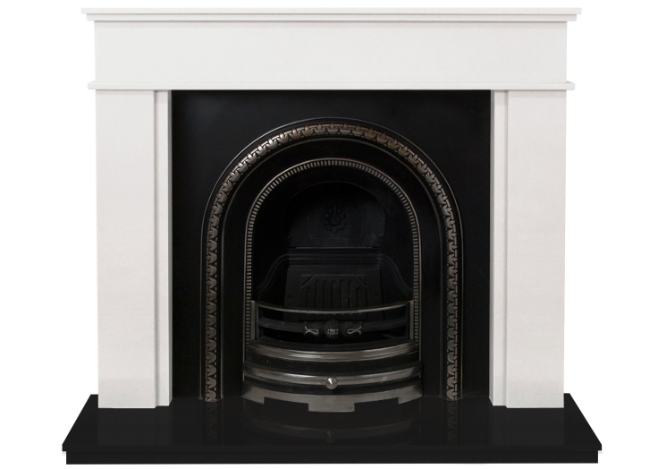 Adam Portland Fireplace Suite In White Stone Granite With