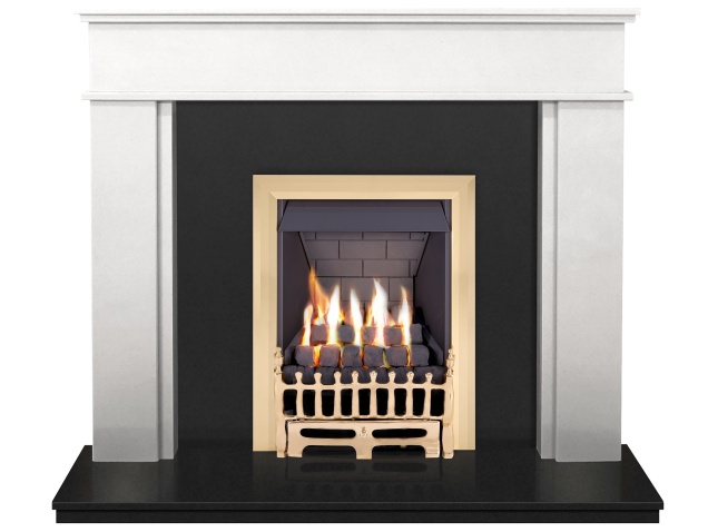 The Portland Fireplace In White Stone Black Granite With Adam