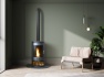 oko-s5-bio-ethanol-cylinder-stove-with-log-storage-in-charcoal-grey-tall-angled-metal-stove-pipe