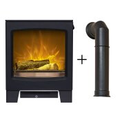 acantha-lunar-electric-stove-in-charcoal-grey-with-tall-angled-stove-pipe-in-black