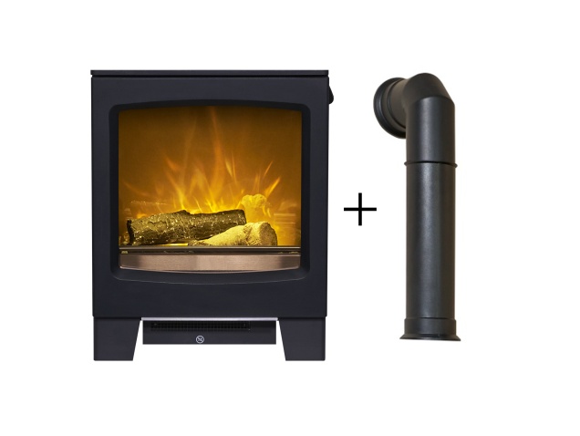 acantha-lunar-electric-stove-in-charcoal-grey-with-tall-angled-stove-pipe-in-black