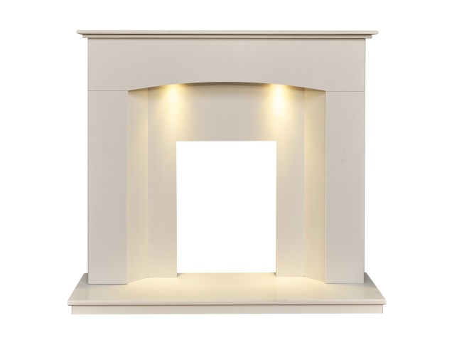 acantha-tuscon-sahara-beige-marble-fireplace-with-downlights-48-inch