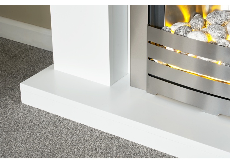 Adam Lomond Fireplace in Pure White with Helios Electric Fire in Brushed  Steel, 39 Inch | Fireplace World