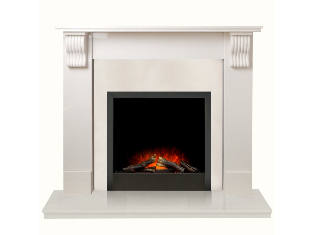 Tewkesbury Fireplace In White Stone With Adam Ontario Electric