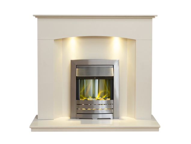 acantha-tuscon-sahara-beige-marble-fireplace-with-downlights-helios-electric-fire-in-brushed-steel-48-inch