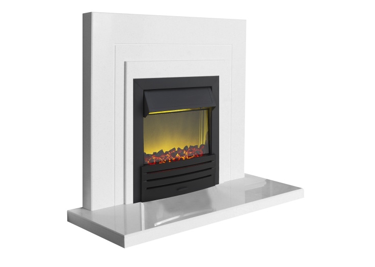 The Belair Fire Surround Set In White Stone Marble With Eclipse