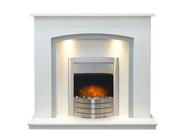 acantha-calella-white-marble-fireplace-with-downlights-comet-electric-fire-in-brushed-steel-48-inch