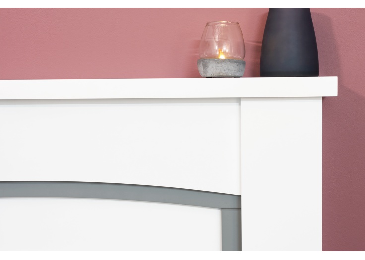 Adam Chilton Fireplace in Pure White u0026 Grey with Helios Electric Fire in  Brushed Steel, 39 Inch | Fireplace World