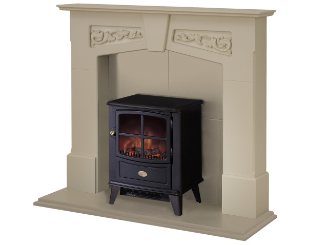 Adam Richmond Inglenook Stove Suite In Stone Effect With Dimplex