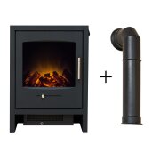 adam-bergen-electric-stove-in-charcoal-grey-with-tall-angled-stove-pipe-in-black