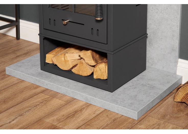 Acantha Tile Hearth Set in Concrete Effect with OKO S2 Stove
