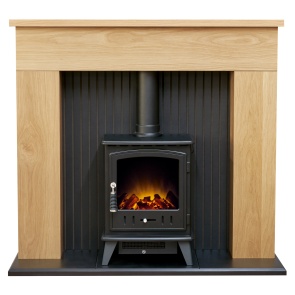 Adam Chester Fireplace Pure White Hudson Electric Stove Black 39 Inch Bs21711 - View #6
