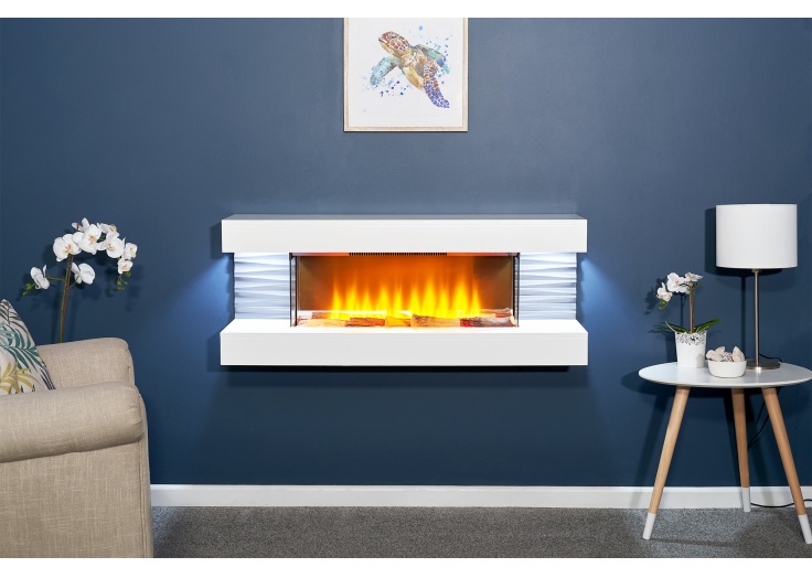 Sureflame WM-9332 Electric Wall Fireplace Suite with Downlights