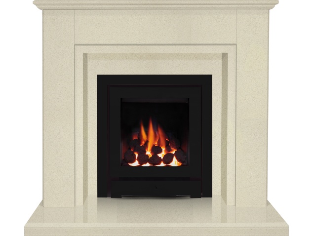 The Melbourne In Beige Stone With Crystal Montana He Gas Fire In