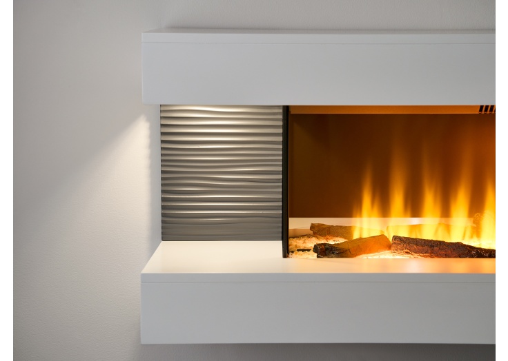 Sureflame WM-9332 XL Electric Wall Fireplace Suite with Downlights