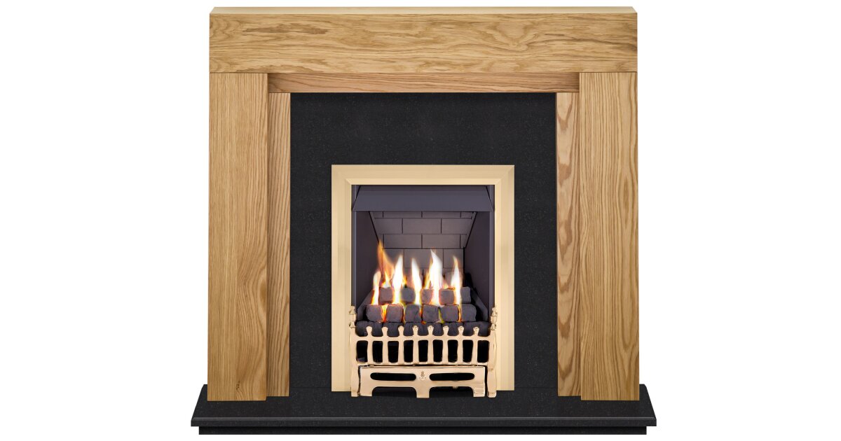 The Beaumont In Oak Black Granite With Adam Blenheim Gas Fire In