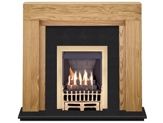 The Beaumont In Oak Black Granite With Adam Blenheim Gas Fire In