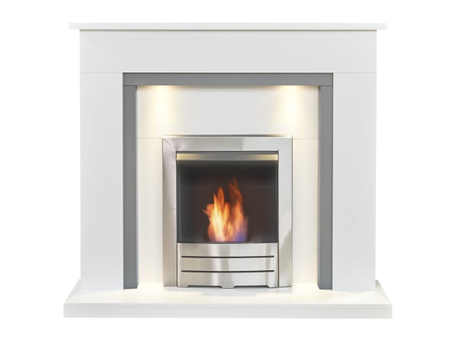 adam-genoa-fireplace-in-pure-white-grey-with-downlights-colorado-bio-ethanol-fire-in-brushed-steel-48-inch