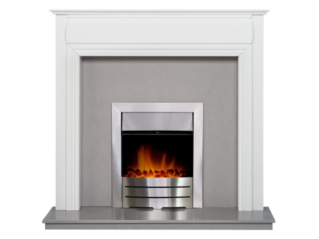 adam-honley-fireplace-in-pure-white-grey-with-downlights-colorado-electric-fire-in-brushed-steel-48-inch