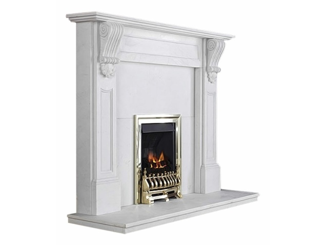 Aurora Fiori Marble Fireplace In Natural White Fireplace World
